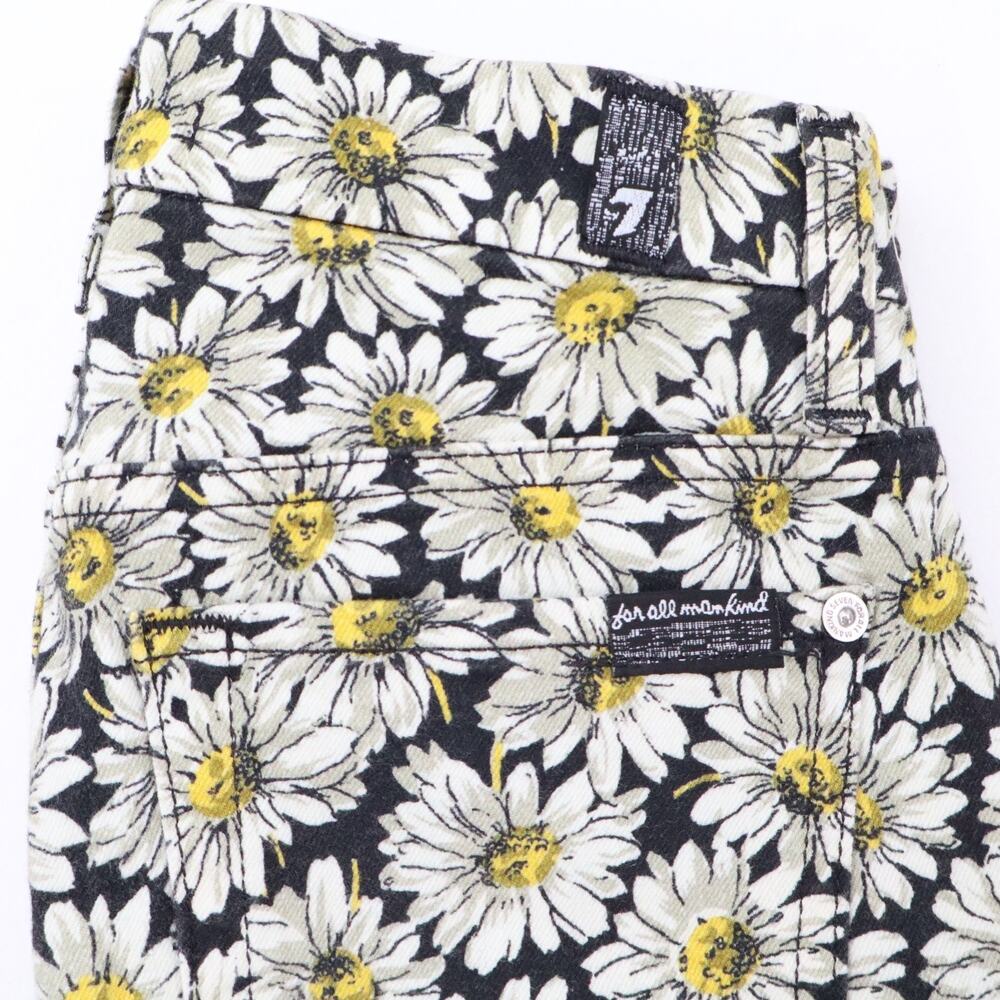 Womens 7 FOR ALL MANKIND Sz 25 Sunflower Skinny Jeans Stretch Black Yellow - Picture 2 of 12